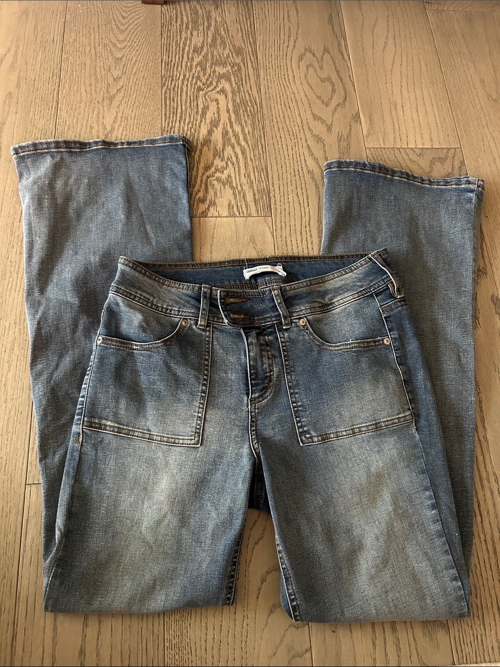 Wide Leg Women's Denim Jeans in Faded Blue